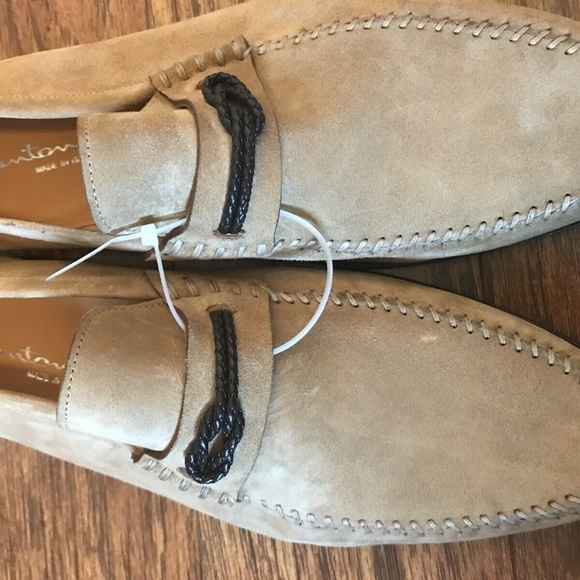 Santoni Franco Mens Suede Loafers in Sand Size 11